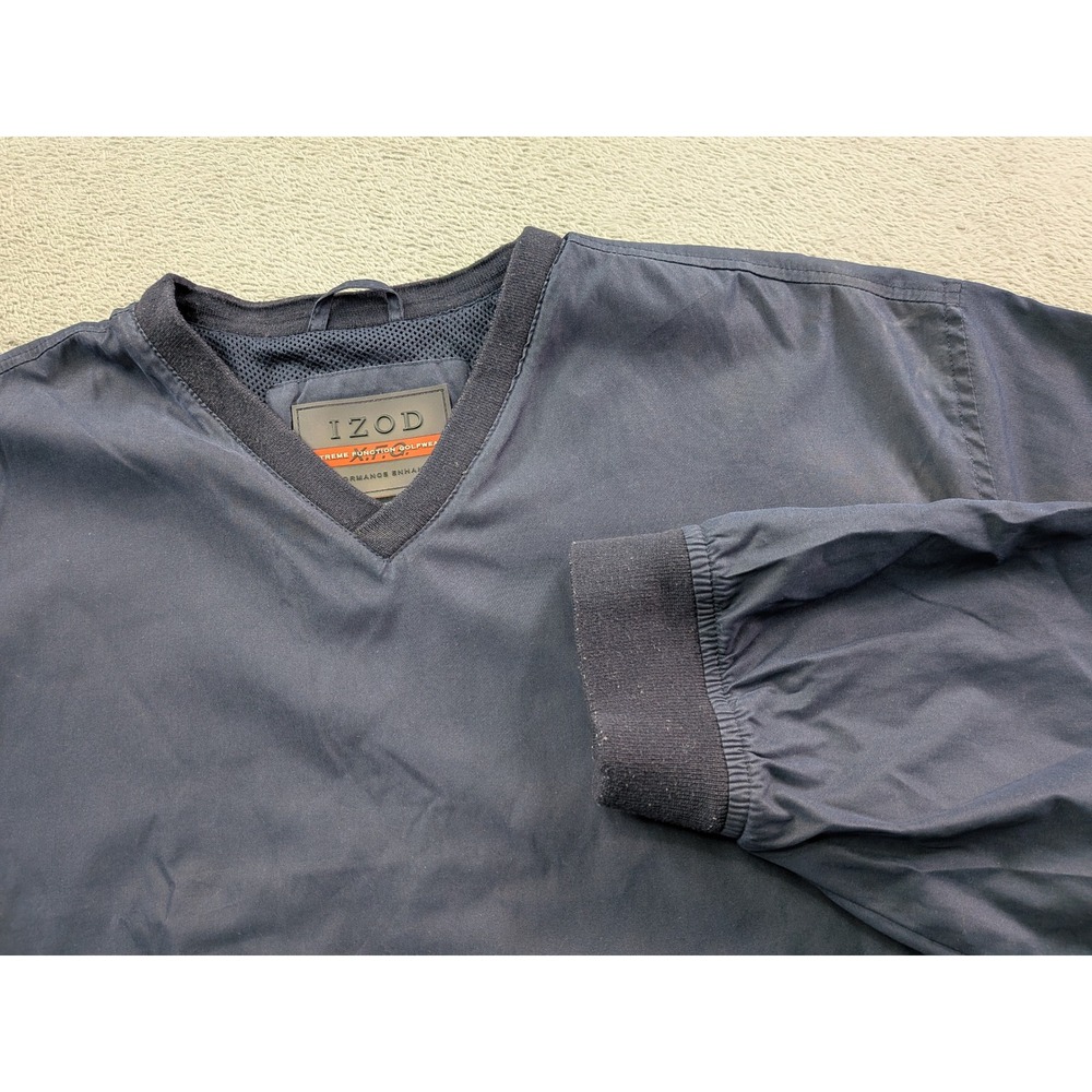 IZOD X-Treme Function Golfwear Mens XL V-Neck Windbreaker Pullover Navy Blue